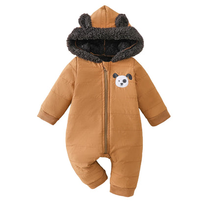 IURNXB Newborn Baby Fleece Romper Clothes Long Sleeve Hooded Onesies Thicken Jumpsuit Infant Costum Warm Homewear Outfits 1-18M