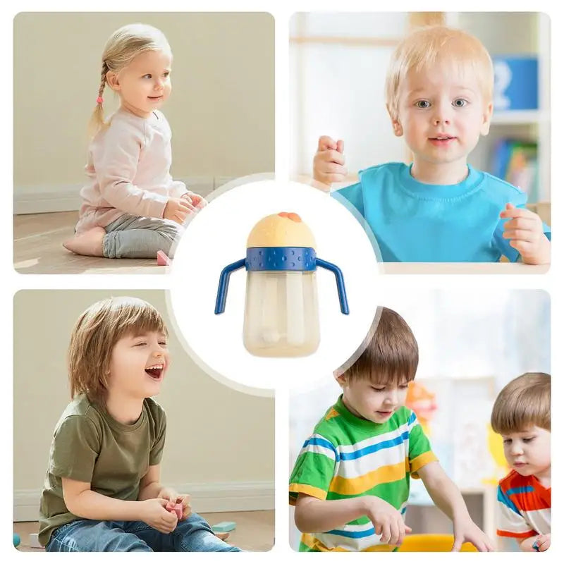 Trainer Sippy Cup With Handles Training Cup Weighted Straw Cup Spill Proof Shatterproof Water Drinking Cups For Kids Baby And