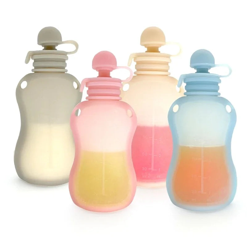 150ml Reusable Silicone Baby Food Pouch – Leakproof Milk & Puree Storage