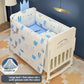 Luxury Solid Wood Baby Crib Multifunctional Convertible Bed with Bassinet Wheels Nest Bed  Wooden Convertible Baby Crib Movable