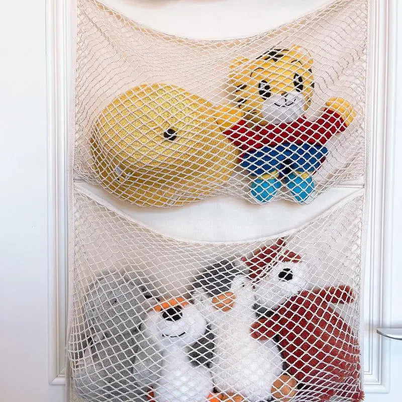 New Stuffed Storage Bag Over The Door Stuff Animals Organizer Hanging Mesh Bags Large Pockets for Baby Plush Toys Kids Storage