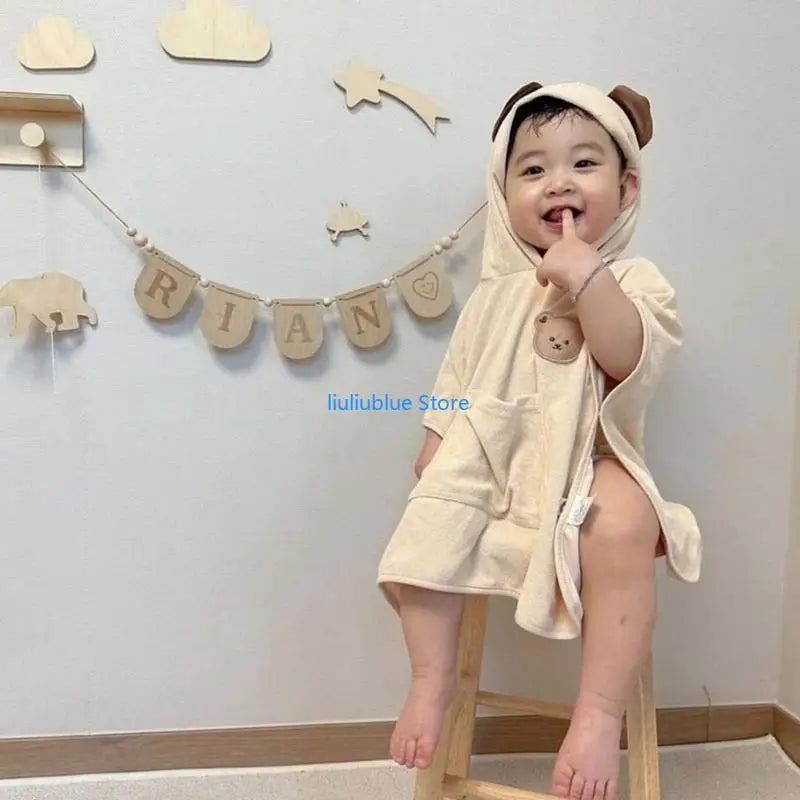 Baby Hooded Baby Towel Soft Bath Towel with Long Ears/Small Bear Pattern Gift 62CF