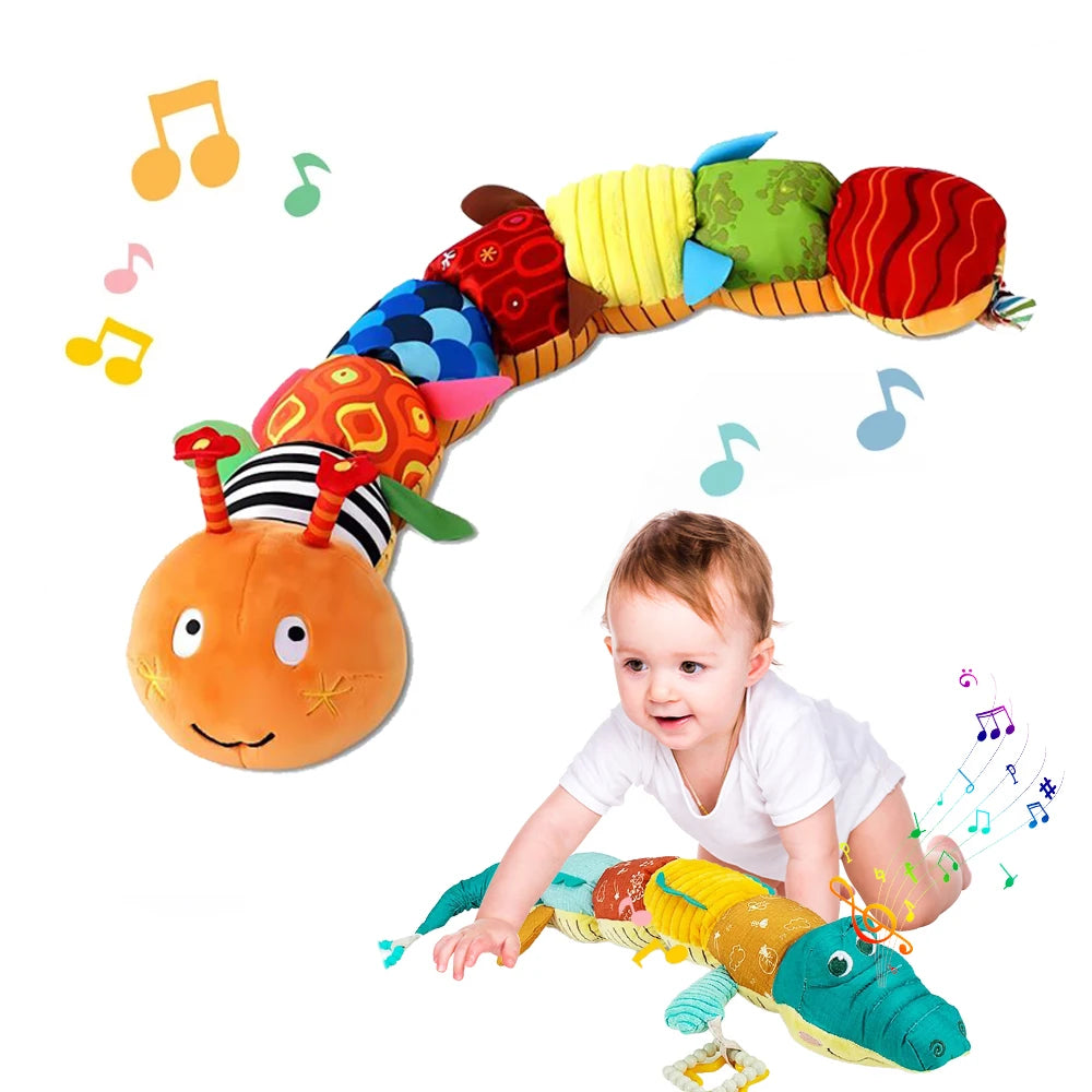 Hochet musical pour bébé – Chenille et Crocodile en peluche