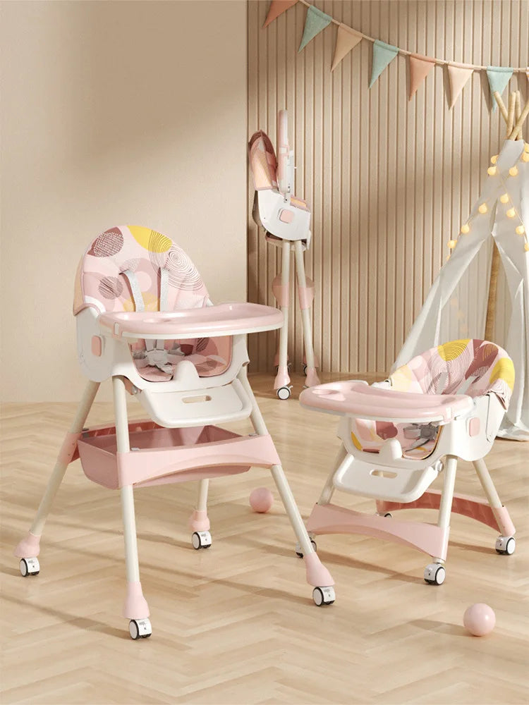 Baby Highchair Dining Chair Baby Eating Foldable Seat Multifunctional Lift Baby Dining Table Chair