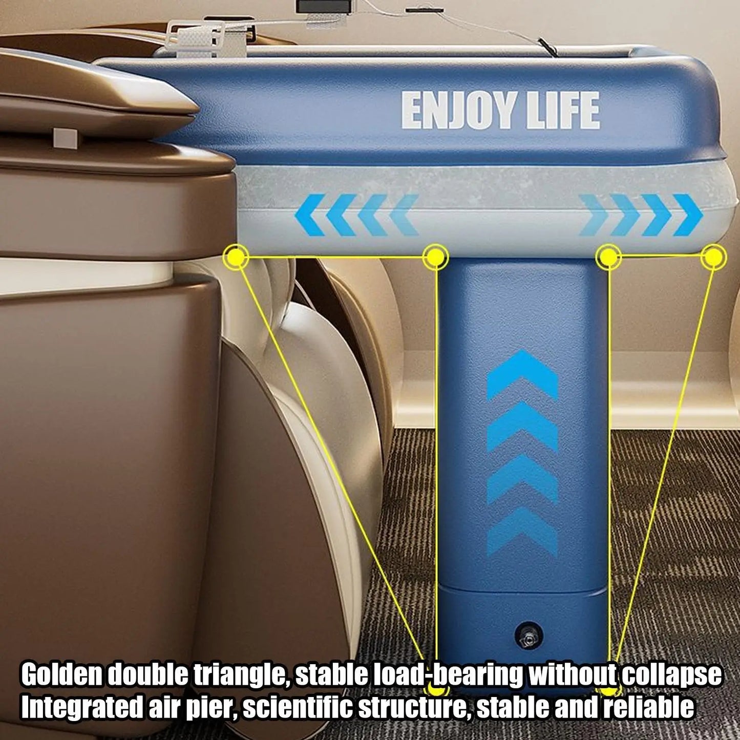 Toddler Travel Air Mattress – Soft, Foldable Bed with Guardrail for Plane, Car & Camping