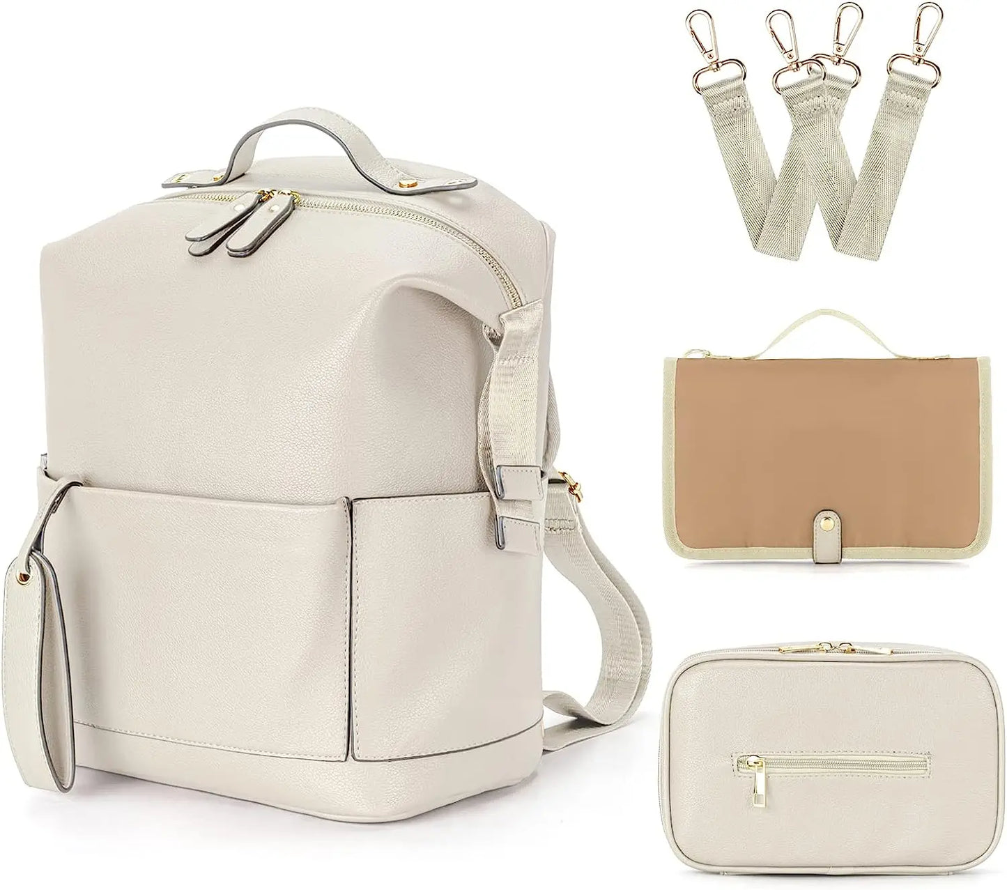 7-in-1 PU Leather Diaper Bag Set