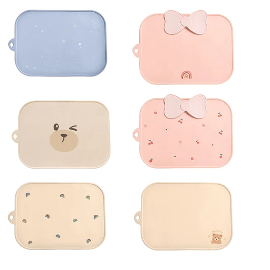 1pc Baby Feeding Plate Reusable Kids Placemats Silicone Tablemats Foldable Dinner Placemat for Toddlers Newborn