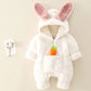 Warm Coral Fleece Baby Romper – Cute Rabbit Design
