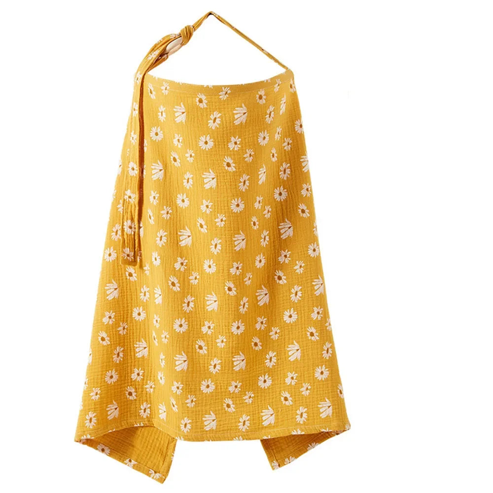 Muslin Nursing Covers for Breastfeeding, Privacy Breast Feeding Cover with Arch Neckline for Mom and Baby Nursing Apron