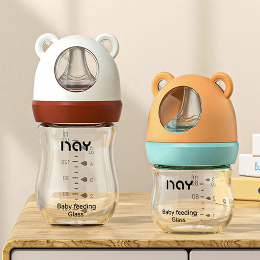 Glass Bottles Newborn Feeding Bottles 80ML/160ML/240ML Baby Bottle Anti-flatulence Milk Feeding Bottles Infant BPA Free