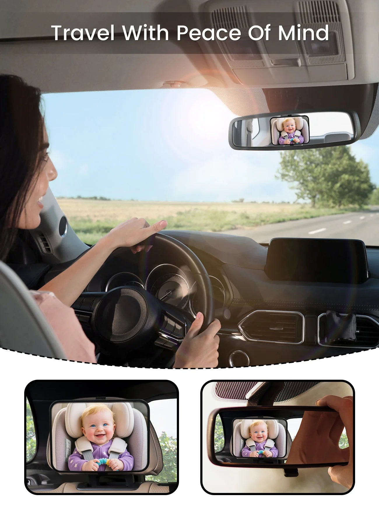 Baby Car Mirror Rearview Infant Child Monitoring Mirror for Vehicle Rear Seat Universal Fit Baby Car Mirror