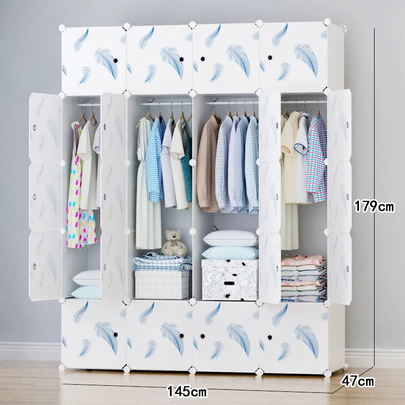Minimalist Modern Closet Plastic Cube Fabric Storage Baby Open Clothes Wardrobe Nordic Bedroom Guarda Roupa Furniture For Room