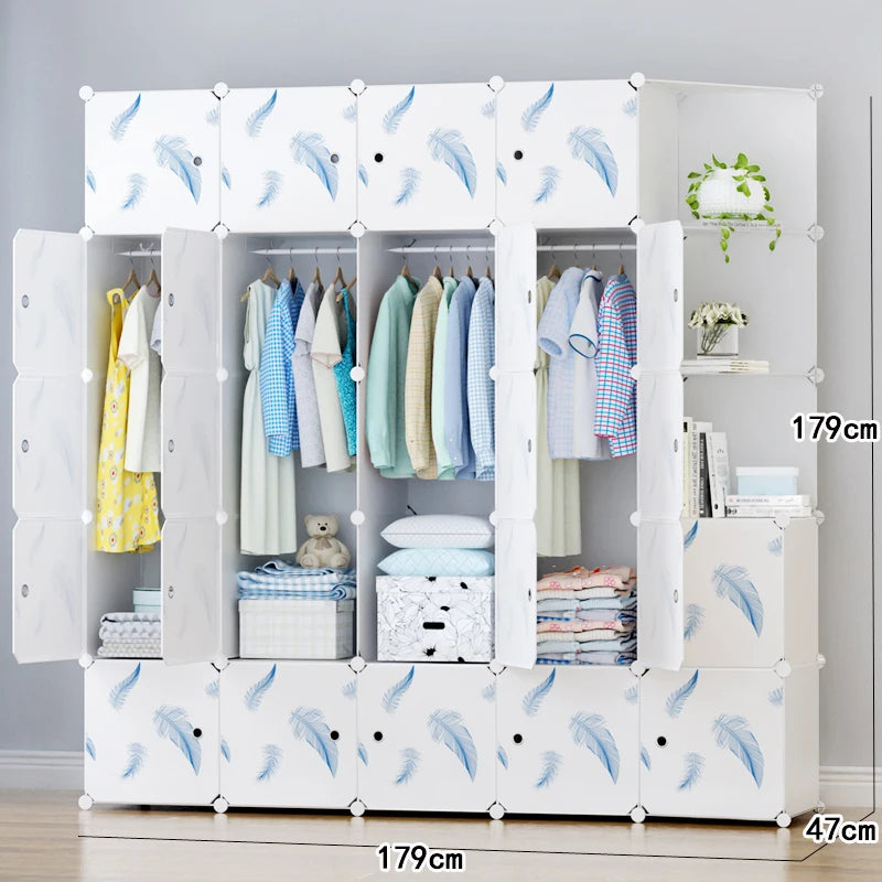 Minimalist Modern Closet Plastic Cube Fabric Storage Baby Open Clothes Wardrobe Nordic Bedroom Guarda Roupa Furniture For Room