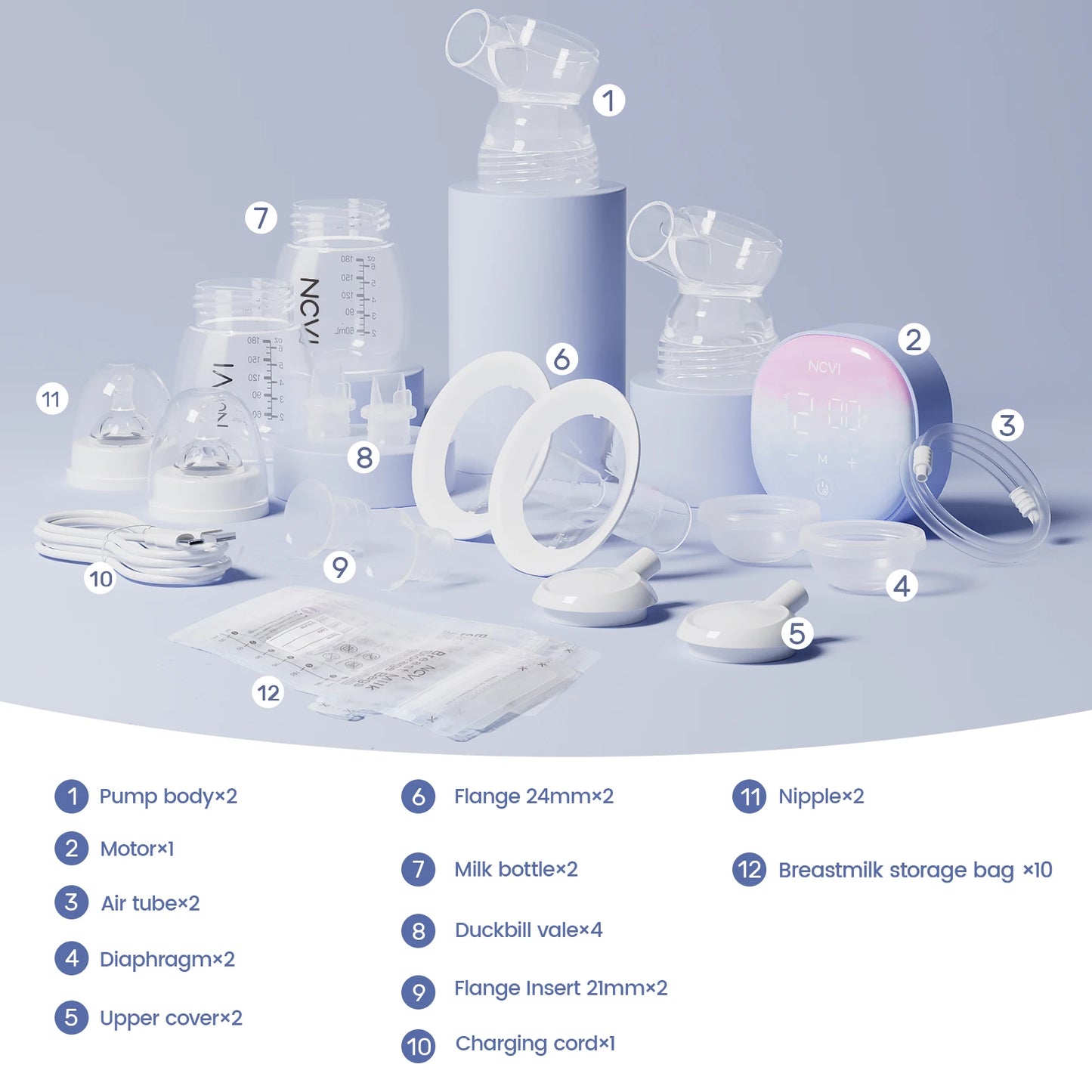 NCVI  Double Electric Breast Pump - 4 Modes 9 Levels Breastfeeding Pump