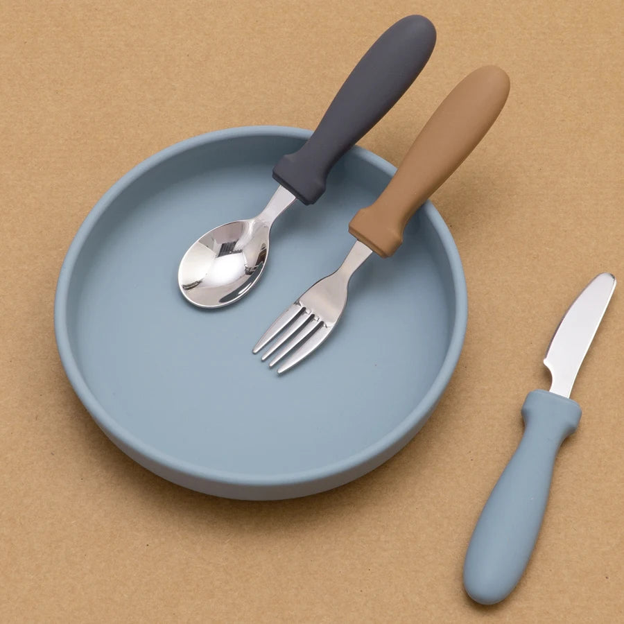 Infant Feeding Set – Silicone Plate, Spoon & Fork