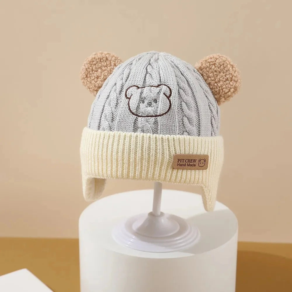 Cute Bear Knit Hat – Warm Baby Winter Cap