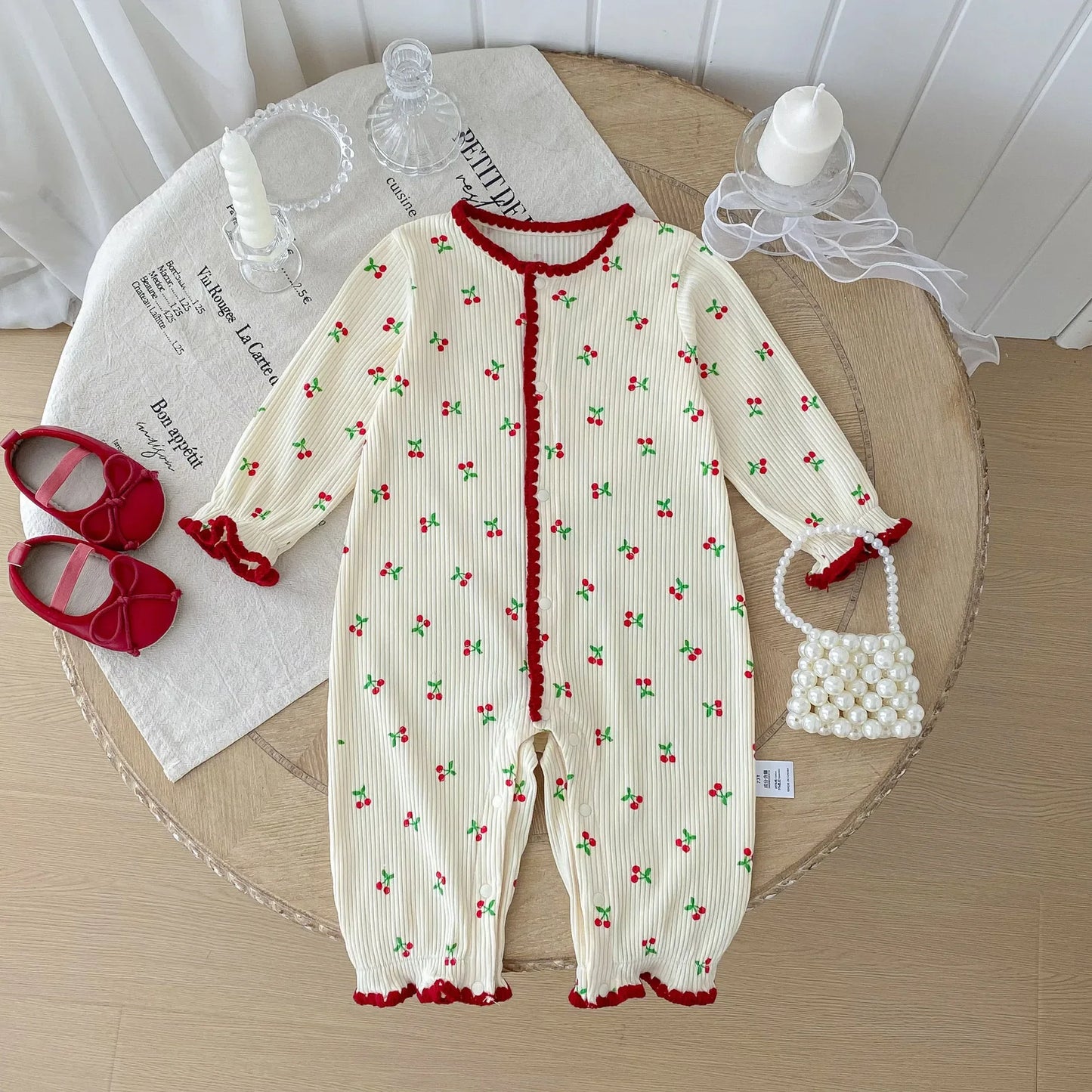 Cute Cherry Romper for Baby Girls