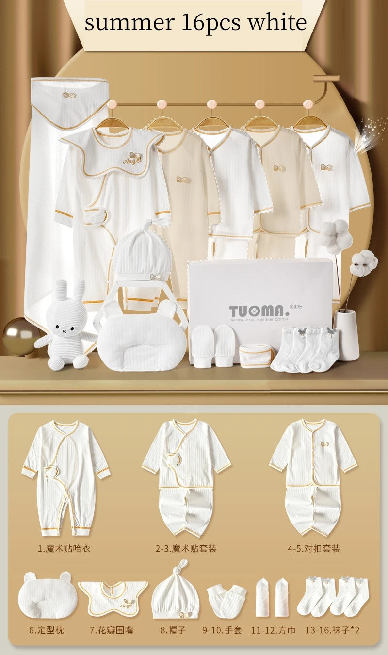 16/18/19/21/22pcs Newborn Clothes Set Angel Wing Baby Clothing Suit Pure Cotton 0-1Y Kids Unisex Infants Underwear Set No Box