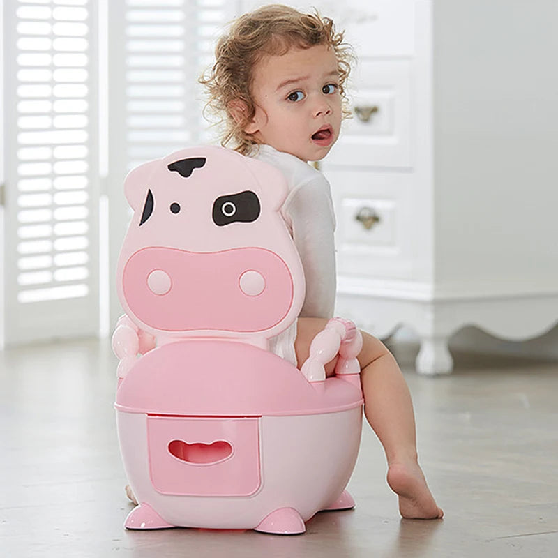 Cartoon Cow Baby Potty – Portable Toilet Seat with Lid for Toddlers