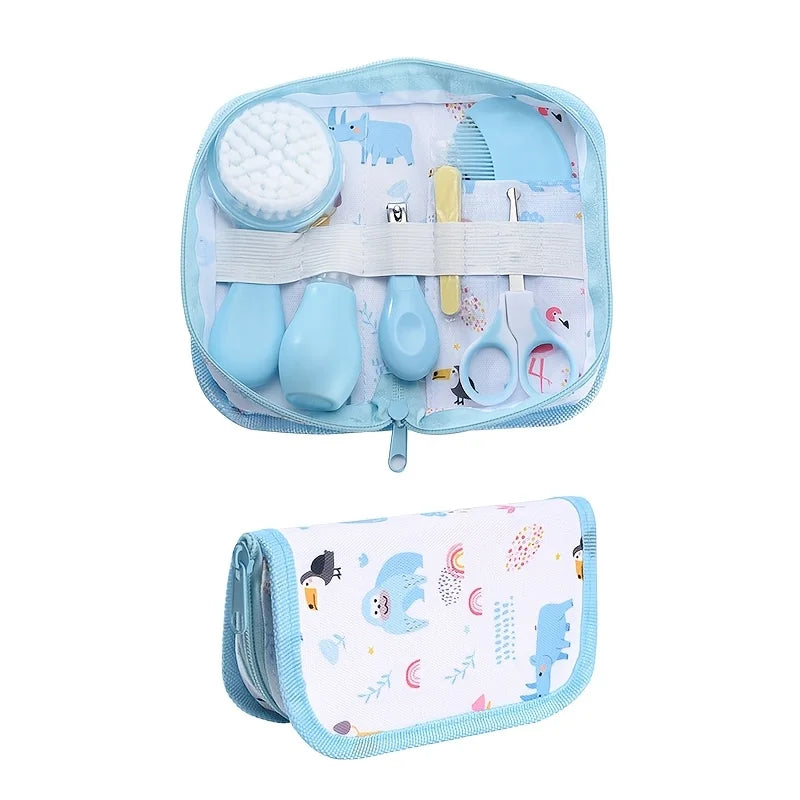 6pcs/set Health Care Kit with Bag- Portable Travel Set: Bath Brush Comb, Nail Clipper, File, Scissors, Nasal Aspirator