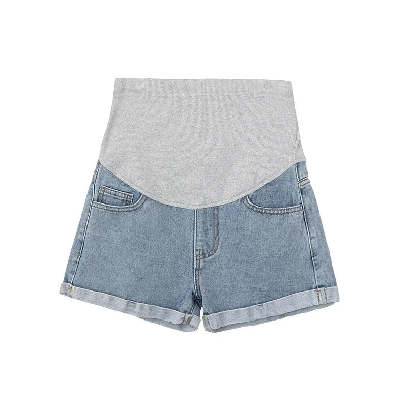 Summer Fashion Shorts Pregnant Women Denim  Curling Holes  Pants Stretch Belly   Clothes Maternity