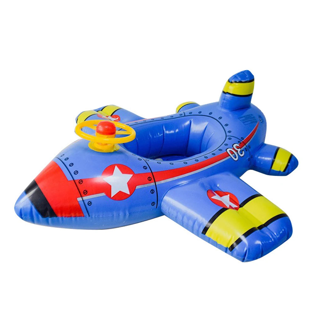 Inflatable Baby Airplane Pool Float – Blue Seat with Steering Wheel