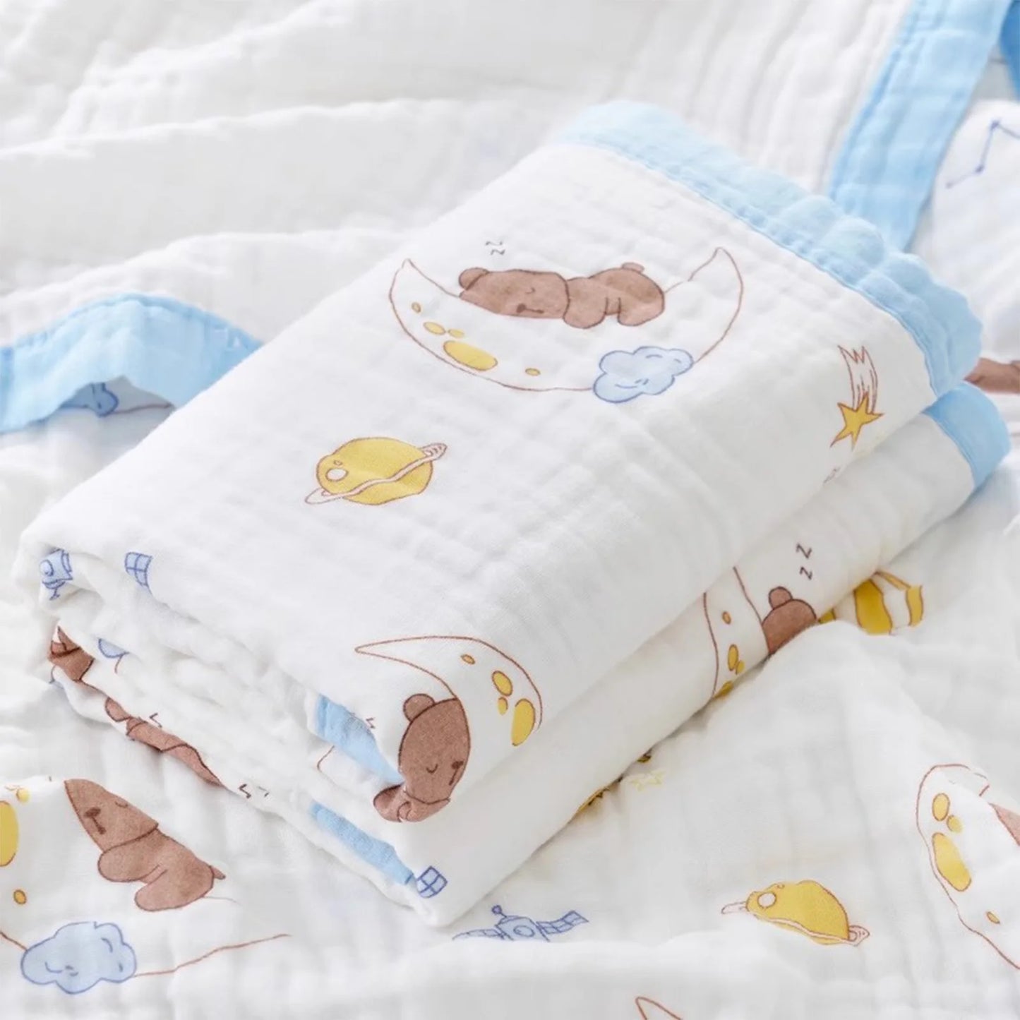 6-Layer Baby Gauze Bath Towel Newborn Baby Super Soft Pure Cotton Towel Cotton Swaddle Blanket for Children's Blanket 110*110cm