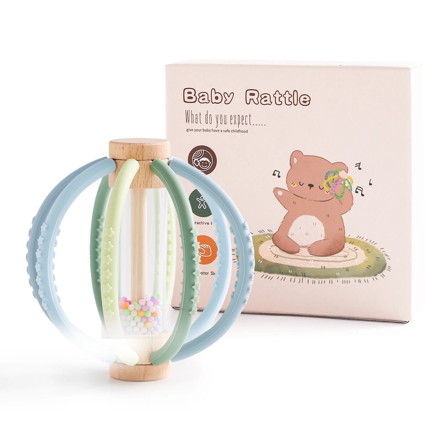 Montessori Baby Toys Wooden Cartoon Block Rattle Toys Early Educational Toys for Kids Wooden Craft Toddler Toys Baby Accessories