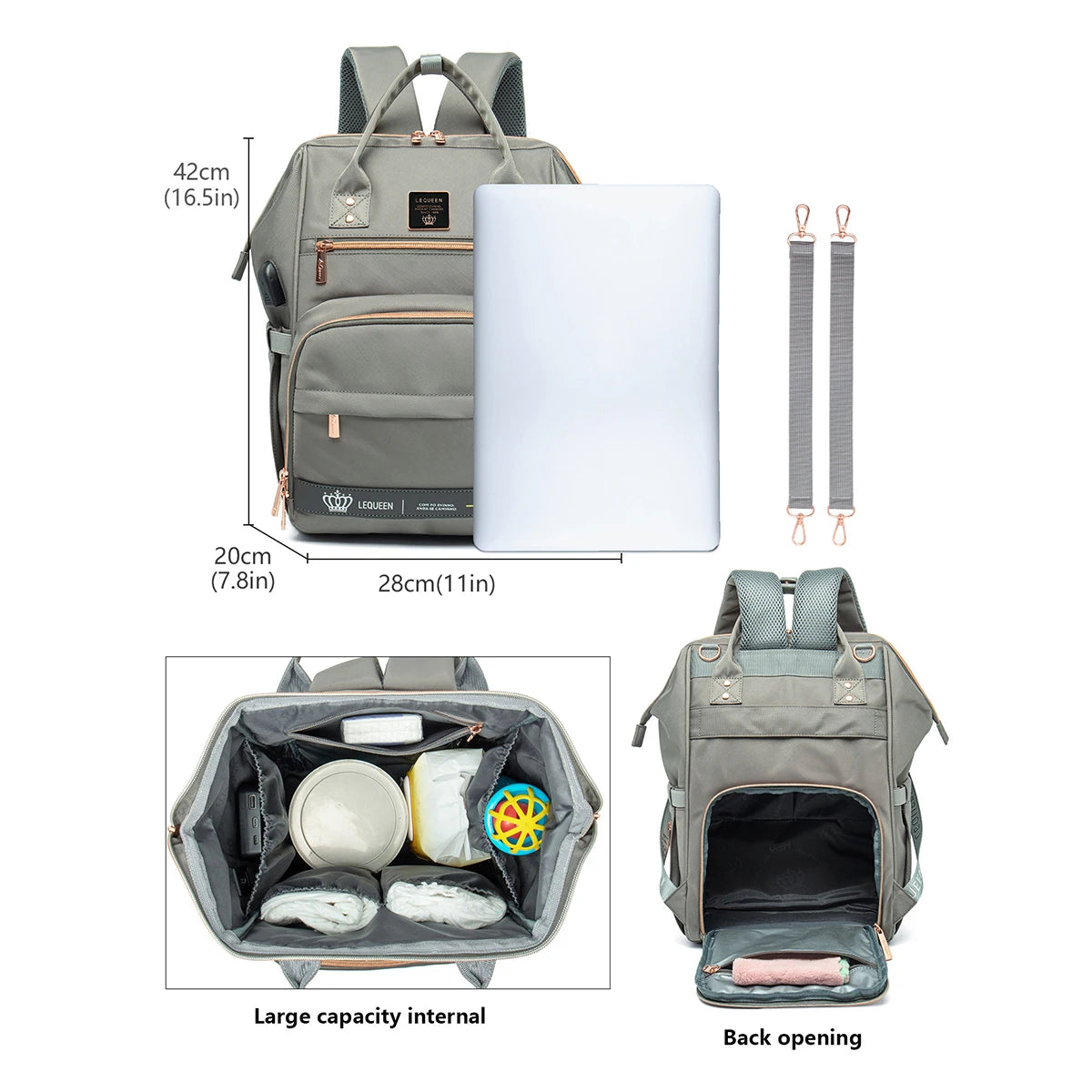 LEQUEEN Waterproof Diaper Bag – Large Capacity Maternity Organizer