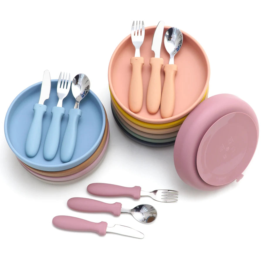 Infant Feeding Set – Silicone Plate, Spoon & Fork