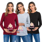 New Maternity Carton Long-sleeved Tees Solid Color 0 Neck Casual Loose Pregnancy Clothing Fashion Women's Pregnancy Long Sleeve