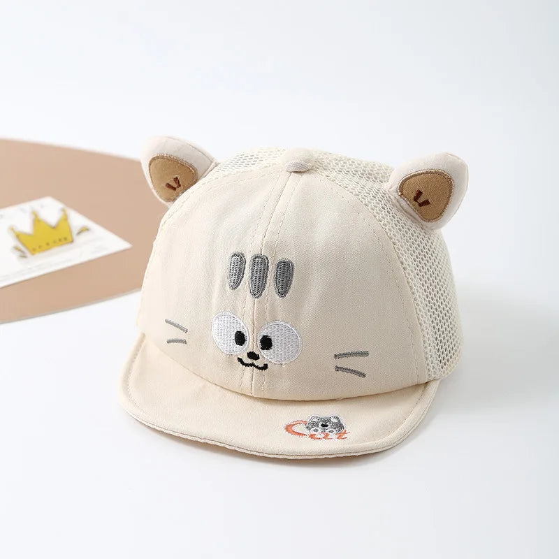 Summer Kids Mesh Baseball Cap Cute Cartoon Cat Hat