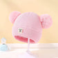 Cute Bear Ear Wool Baby Hat and Scarf Winter Set