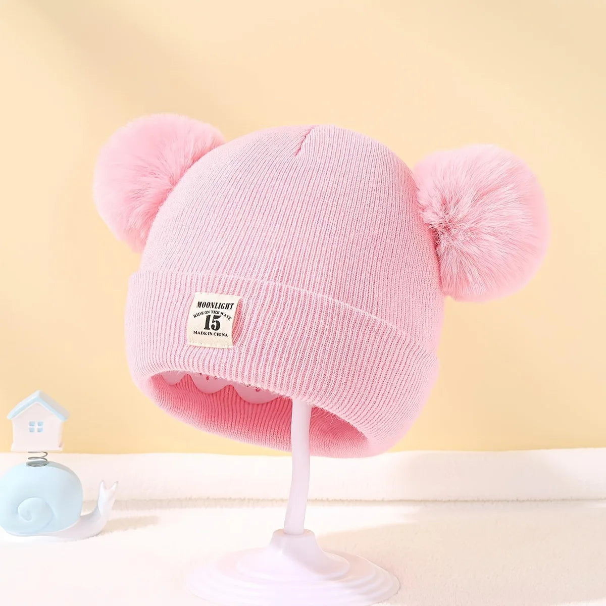 Cute Bear Ear Wool Baby Hat and Scarf Winter Set