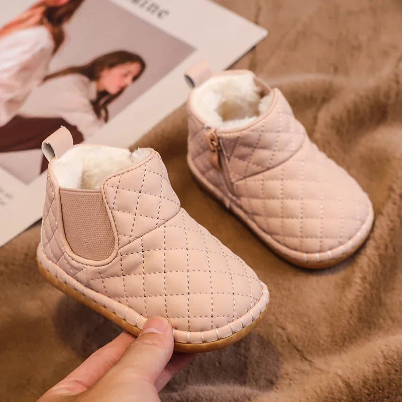 Winter Baby Girls Boys Snow Boots Warm Plush Children Outdoor Shoes Soft Sole Non-slip Infant Shoes Kids Cotton-padded Shoes