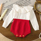 2025 New Autumn Children Clothes Infant Baby Girls Long Sleeved Splicing Knitted Jumpsuit Newborn Baby Knitted Bodysuits+Hat