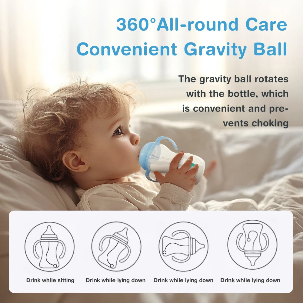 180/330ML Baby Bottle Newborn Baby Bottle  Feeding Cup with Gravity Ball Milk Bottle Baby Bottles Double Handle