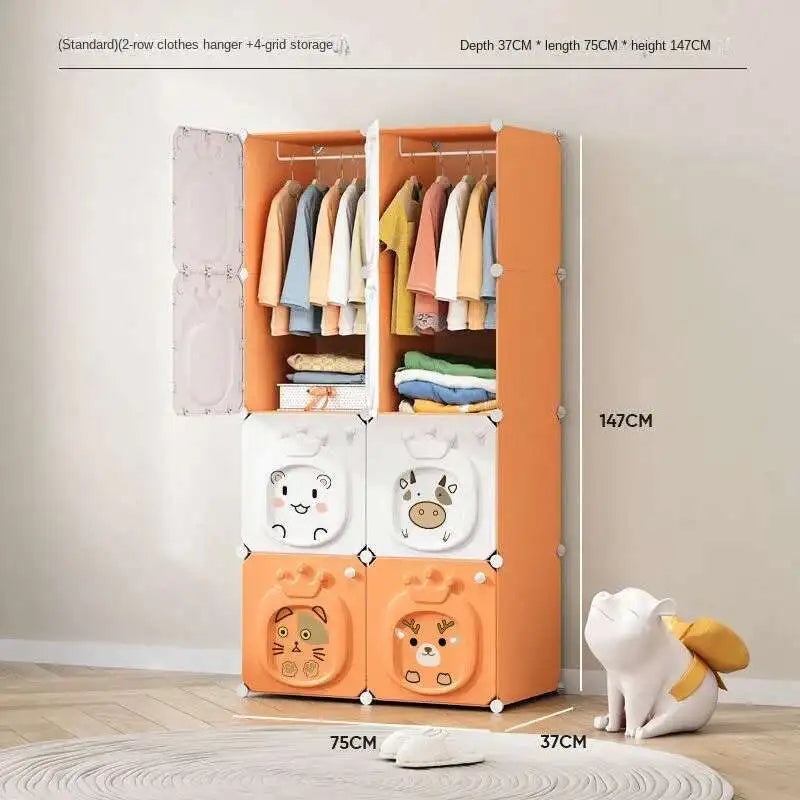 Home Bedroom Furniture Folding Wardrobe Clothes Cabinets Simple Dressers Cube Storage Locker Baby Closet Plastic Collapsible