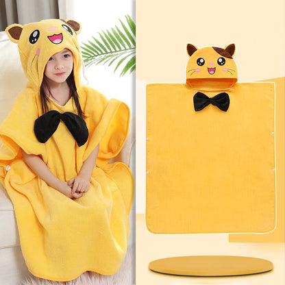 Kids Poncho Towels Hooded Bathrobe - Cotton Absorbent for Baby Shower, Height 80-170cm Boys Girls Children Cartoon Swim Bathing