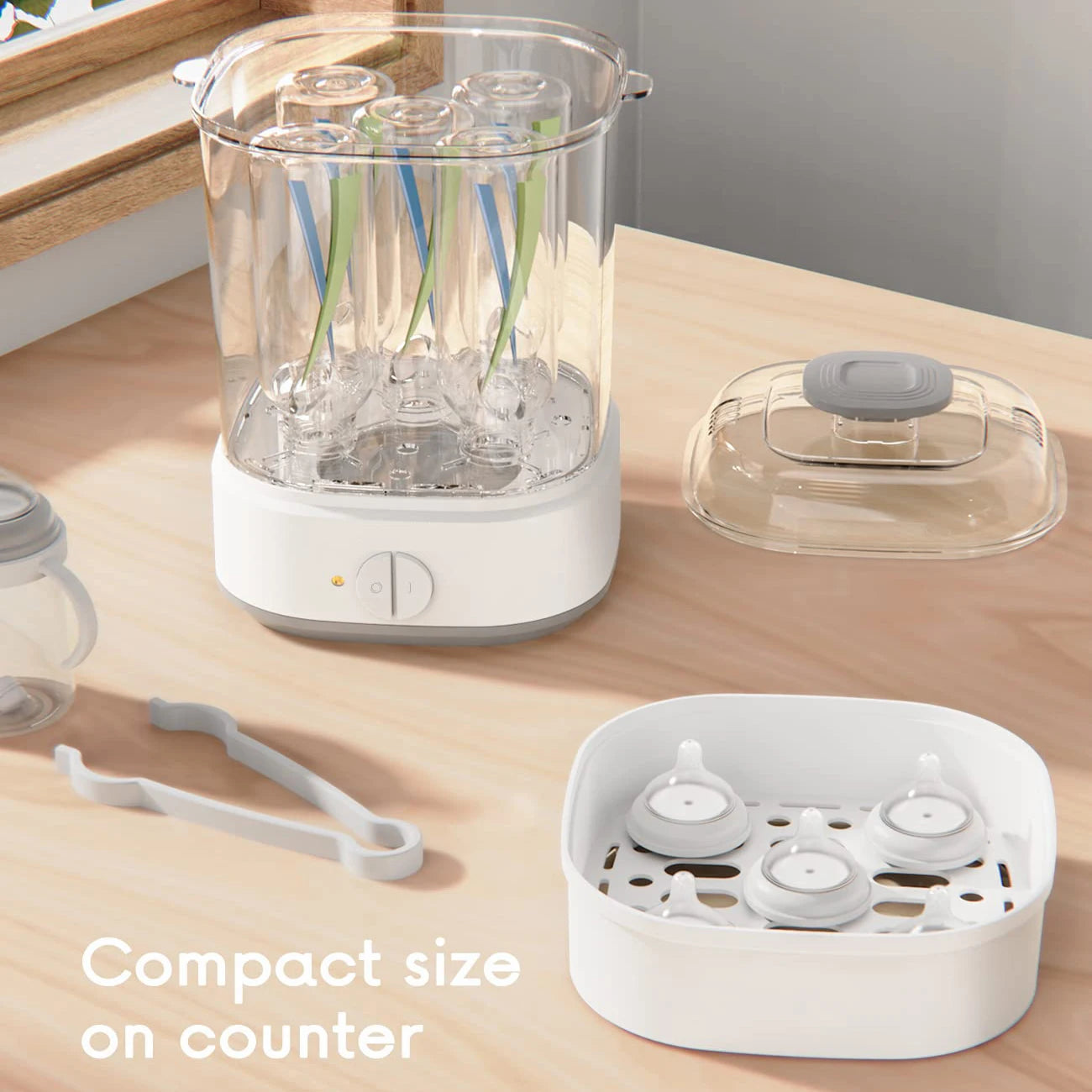 Baby Bottle Sterilizer Easy One Button Control Electric Bottle Sterilizers for Baby Bottles Pacifiers Breast Pump Parts BPA-Free