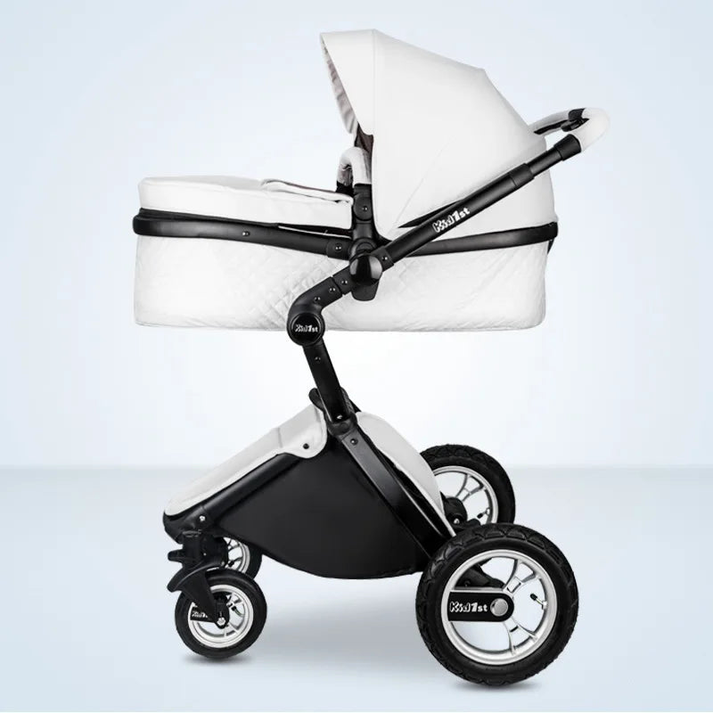 Baby stroller 2 in 1, Luxury PU leather Newborn Carriage,High Quality Landscape two way trolley car, baby Pushchair shell pram