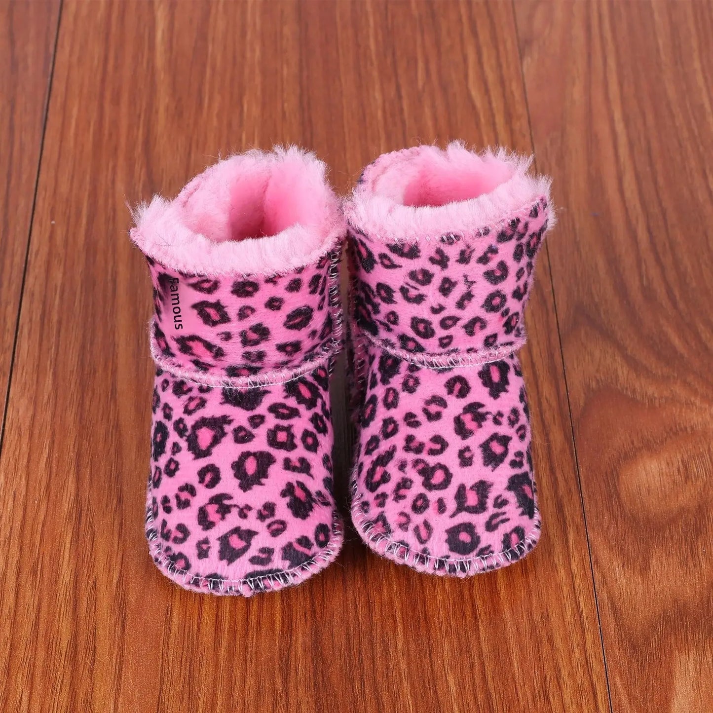 Baby Shoes Soft Bottom Anti-Slip Walking Shoes Leatherette Faux Fur Integrated Design Breathable Comfortable Children Footwear