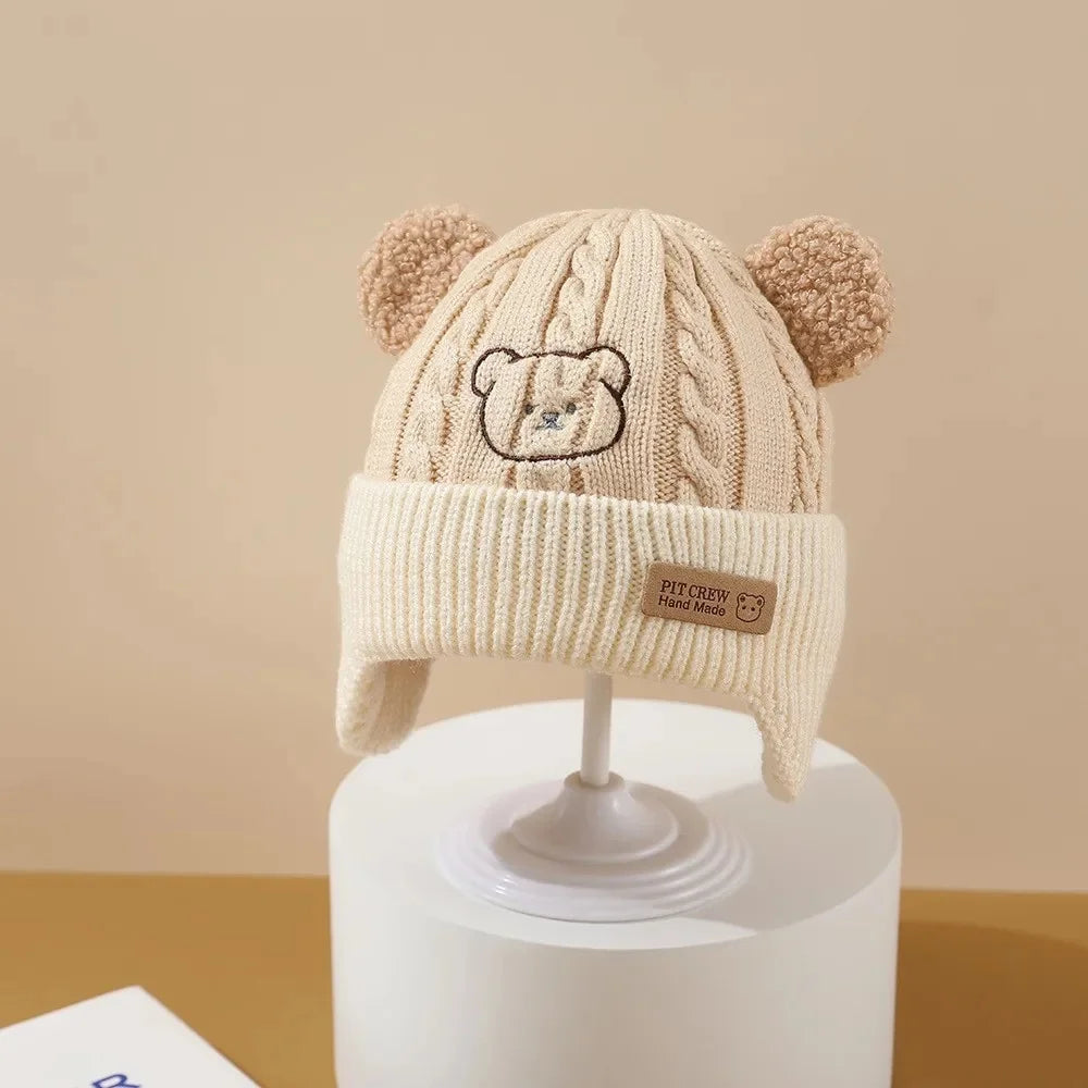Cute Bear Knit Hat – Warm Baby Winter Cap