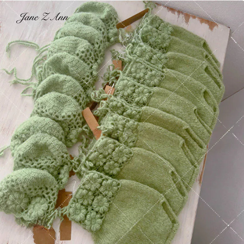 New-born Crochet Hat & Onesie Set – Handmade Photo Shoot Outfit