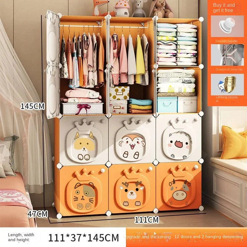 Home Bedroom Furniture Folding Wardrobe Clothes Cabinets Simple Dressers Cube Storage Locker Baby Closet Plastic Collapsible