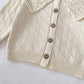 New autumn baby clothing, 0-3 year old female baby, cotton yarn knitted sweater with hollowed out large collar jacket