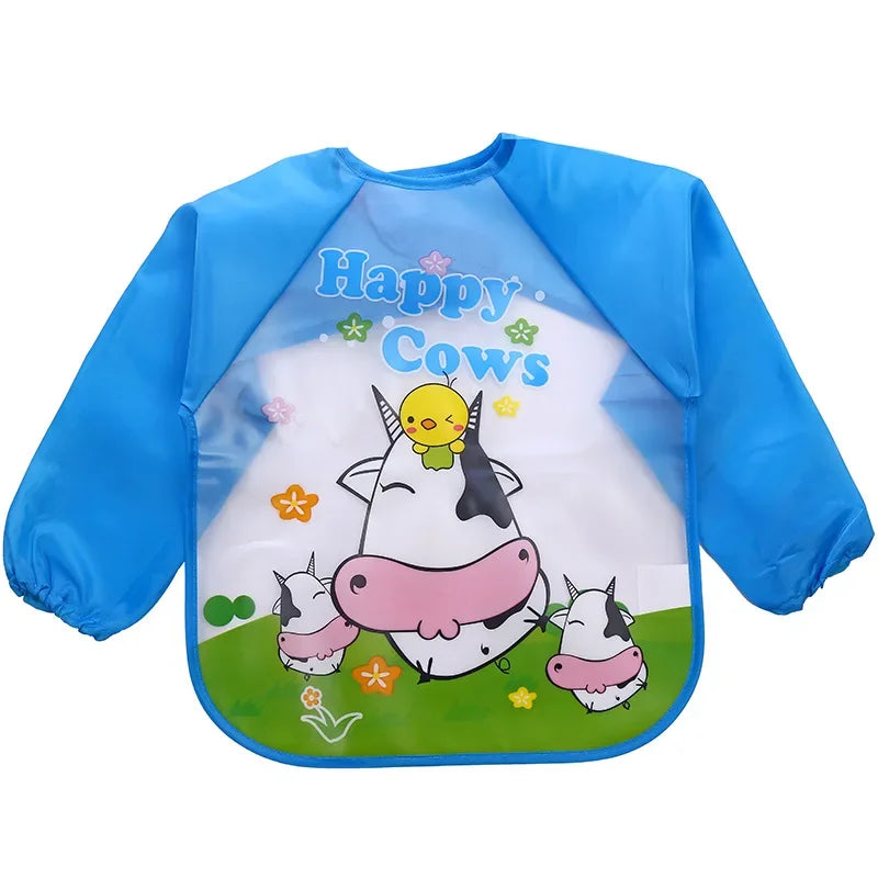 Waterproof EVA Full Sleeve Baby Bibs Children Apron Long Sleeve Feeding Smock Kids Eating Breastplate Infant Scarf Clothing