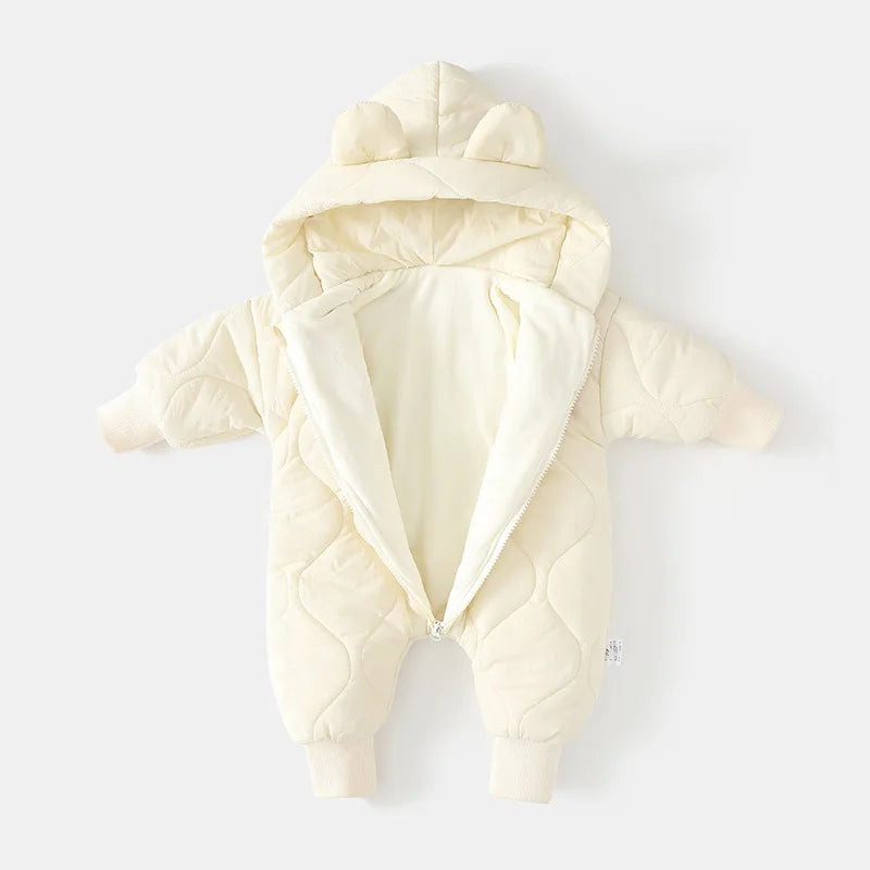  Winter Baby Outwear Clothing Fur Lining Warm Toddler Girl's Boy's Rompers Cartoon Bear Infant Jumpsuit