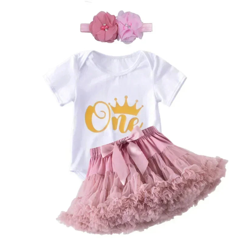 Baby Girl Birthday Set – Tutu Skirt & Headband for 1Y+