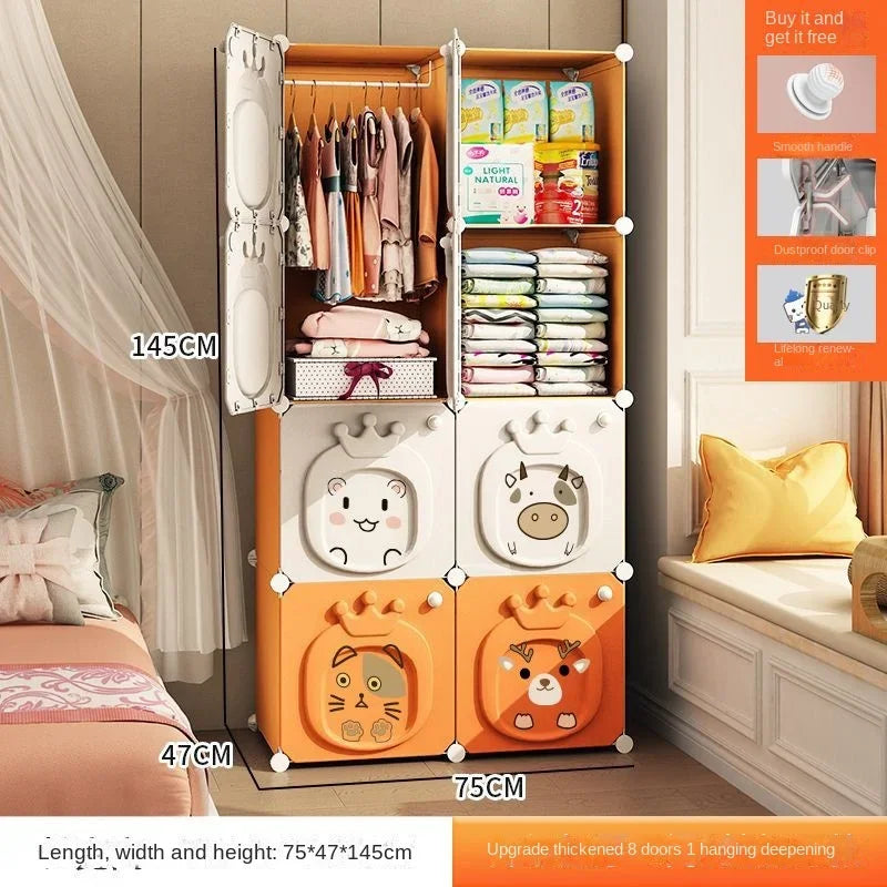 Home Bedroom Furniture Folding Wardrobe Clothes Cabinets Simple Dressers Cube Storage Locker Baby Closet Plastic Collapsible
